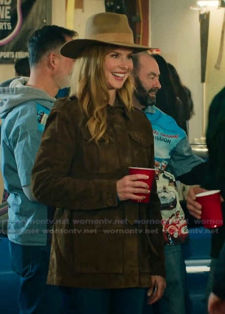 Katherine’s brown suede belted jacket on My Life with the Walter Boys Katherine’s brown suede belted jacket on My Life with the Walter Boys