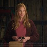 Katherine’s burgundy cable knit cardigan on My Life with the Walter Boys