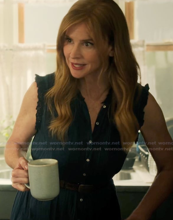 Katherine's navy button front dress on My Life with the Walter Boys