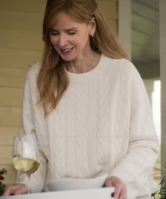 Katherine’s white cable knit sweater on My Life with the Walter Boys