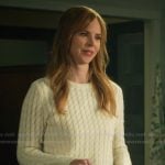 Katherine’s white cable knit sweater on My Life with the Walter Boys Katherine’s white cable knit sweater on My Life with the Walter Boys
