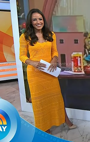 Kaylee’s orange pointelle knit dress on Today Kaylee’s orange pointelle knit dress on Today
