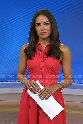Kaylee’s red sleeveless shirtdress on Today Kaylee’s red sleeveless shirtdress on Today