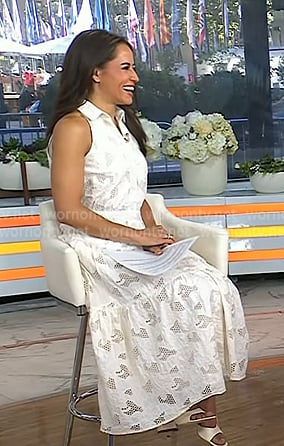 Kaylee’s white eyelet sleeveless shirtdress on Today