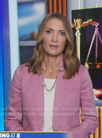 Kayna Whitworth’s pink linen blazer on Good Morning America Kayna Whitworth’s pink linen blazer on Good Morning America