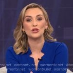 Kelly O’Grady’s blue v-neck belted dress on CBS Mornings Kelly O’Grady’s blue v-neck belted dress on CBS Mornings