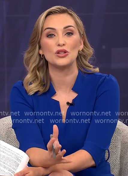 Kelly O'Grady's blue v-neck belted dress on CBS Mornings