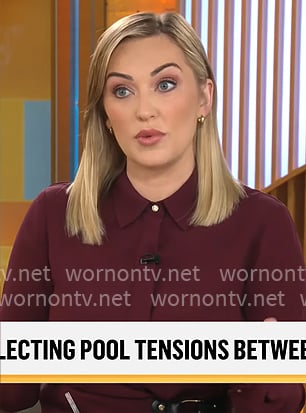 Kelly O'Grady's burgundy collared top on CBS Mornings