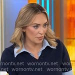 Kelly O’Grady’s navy layered sweater on CBS Mornings Kelly O’Grady’s navy layered sweater on CBS Mornings