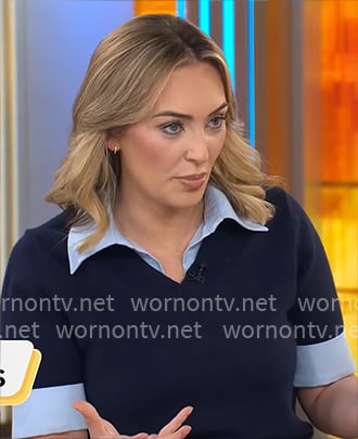 Kelly O'Grady's navy layered sweater on CBS Mornings