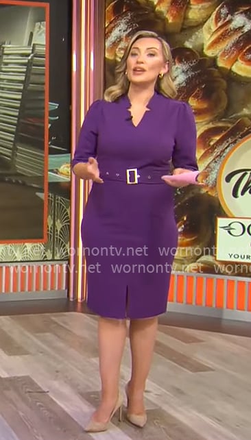 Kelly O'Grady's purple belted dress on CBS Mornings