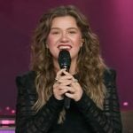 Kelly's black sheer dress on The Kelly Clarkson Show