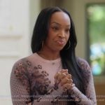 Khadijah’s floral mesh top on The Girls A Khloe Kardashian Project Khadijah’s floral mesh top on The Girls A Khloe Kardashian Project
