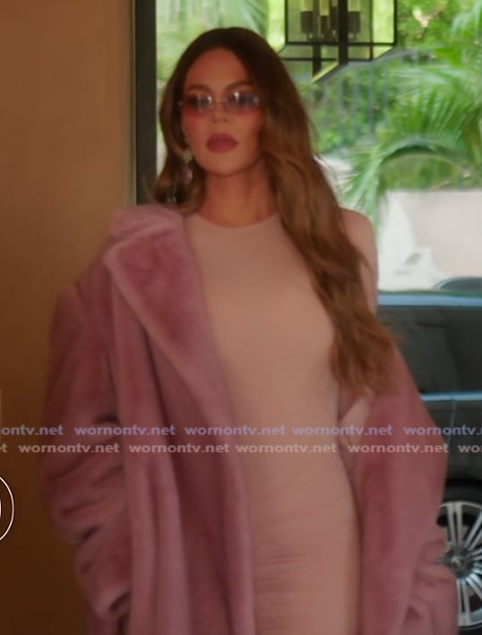 Khloe’s pink fur coat on The Girls A Khloe Kardashian Project Khloe’s pink fur coat on The Girls A Khloe Kardashian Project