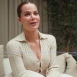 Khloe’s white ribbed cardigan on The Girls A Khloe Kardashian Project Khloe’s white ribbed cardigan on The Girls A Khloe Kardashian Project