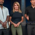 Kit’s green side stripe pants on Access Hollywood Kit’s green side stripe pants on Access Hollywood