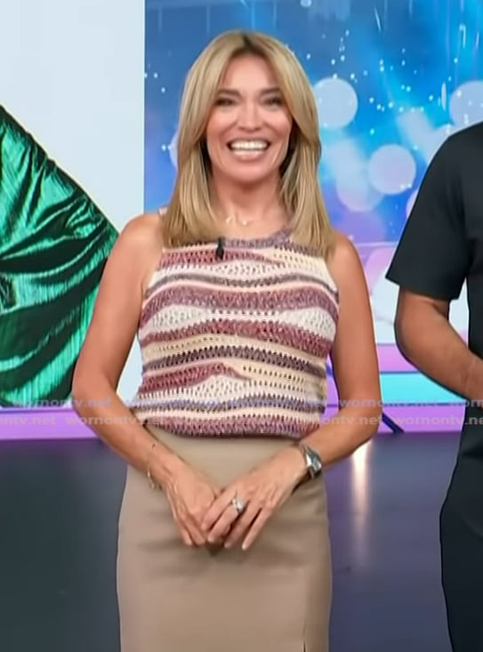 Kit’s stripe crochet knit tank on Access Hollywood