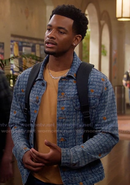 KJ’s printed blue denim jacket on All American KJ’s printed blue denim jacket on All American