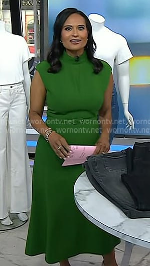 Kristen’s green cap sleeve midi dress on Today