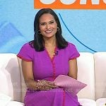 Kristen's purple v-neck tweed dress on Today Kristen's purple v-neck tweed dress on Today