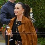 Kyle’s brown suede coat on The Real Housewives Ultimate Girls Trip Kyle’s brown suede coat on The Real Housewives Ultimate Girls Trip