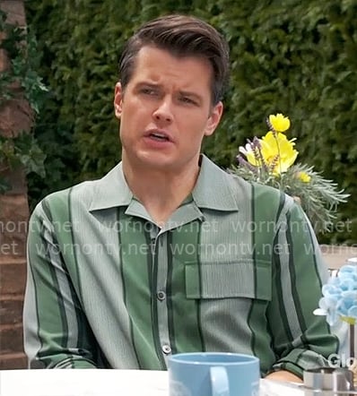 Kyle’s green striped shirt on The Young and the Restless