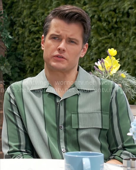 Kyle's green striped shirt on The Young and the Restless