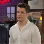 Kyle’s off-white button front knit shirt on The Young and the Restless Kyle’s off-white button front knit shirt on The Young and the Restless