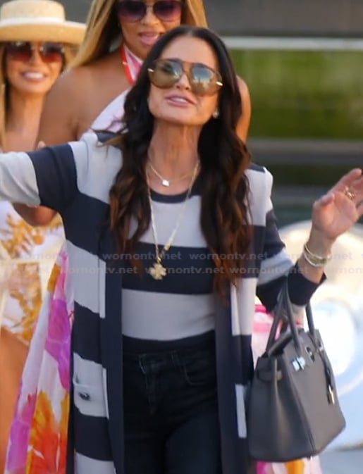 Kyle’s striped top and cardigan on The Real Housewives Ultimate Girls Trip Kyle’s striped top and cardigan on The Real Housewives Ultimate Girls Trip