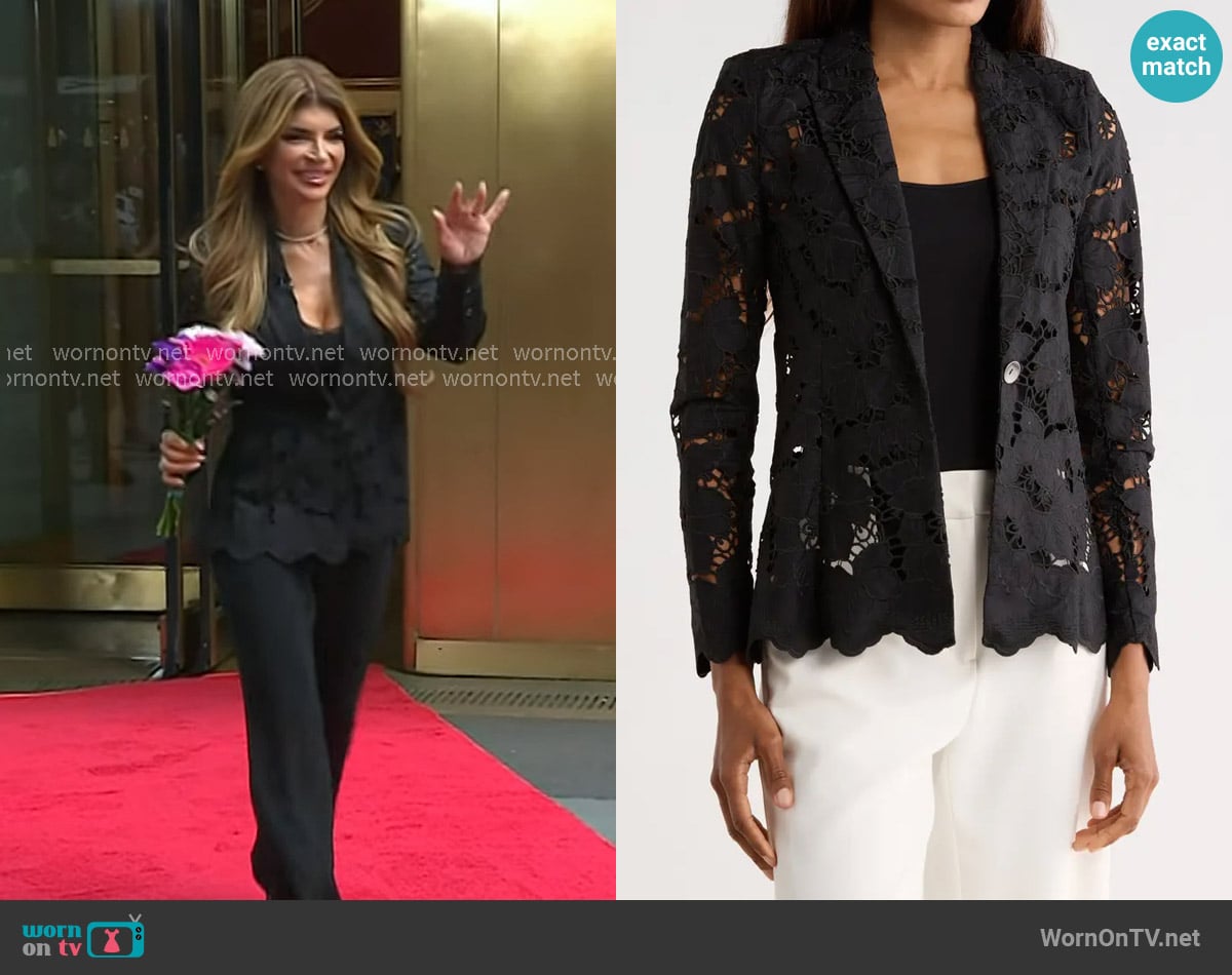 L'Agence Clementine Lace Blazer in Black worn by Teresa Giudice on Today