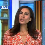 Lama Hasan's orange floral print dress on Good Morning America Lama Hasan's orange floral print dress on Good Morning America