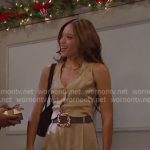 Lani’s beige satin vest and wide-leg pants on Days of our Lives Lani’s beige satin vest and wide-leg pants on Days of our Lives
