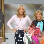 Lara’s navy polka dot skirt on Good Morning America Lara’s navy polka dot skirt on Good Morning America