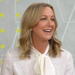 Lara’s white tie neck silk blouse on Good Morning America Lara’s white tie neck silk blouse on Good Morning America