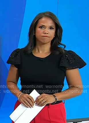 Laura’s black eyelet ruffle sleeve top on Today Laura’s black eyelet ruffle sleeve top on Today