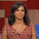Laura's brown polka dot v-neck dress on NBC News Daily Laura's brown polka dot v-neck dress on NBC News Daily