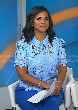 Laura's light blue floral lace top on Today