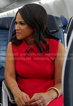 Laura's red collared sleeveless dress on Today