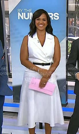 Laura's white sleeveless dress with patch pockets on Today