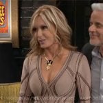 Lauren’s beige v-neck bell sleeve dress on The Young and the Restless Lauren’s beige v-neck bell sleeve dress on The Young and the Restless