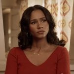 Layla’s red ribbed top on All American