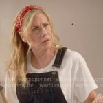 Leanne’s black denim overalls on Leanne