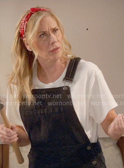 Leanne’s black denim overalls on Leanne