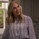 Leanne's blue floral blouse on Leanne