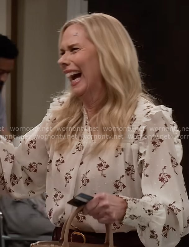 Leanne's cream floral top on Leanne