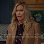 Leanne's floral velvet blouse and camel blazer on Leanne Leanne's floral velvet blouse and camel blazer on Leanne