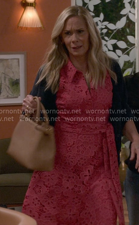 Leanne’s pink eyelet lace dress on Leanne Leanne’s pink eyelet lace dress on Leanne