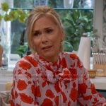 Leanne’s red floral blouse on Leanne Leanne’s red floral blouse on Leanne