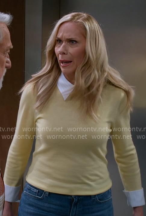 Leanne's yellow collared sweater on Leanne