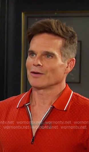 Leo's orange textured polo on Days of our Lives